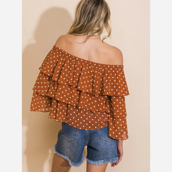 Off-Shoulder Island Getaway Polka Dot Top - Picture 4 of 8